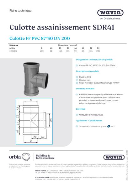 Fiche Technique Culotte SDR 41 3001348