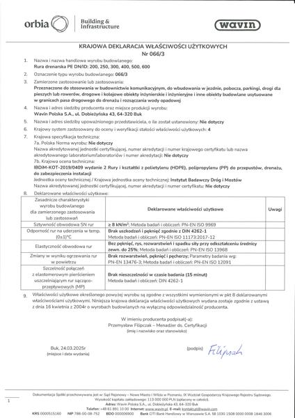 KDWU 066/3 Rura drenarska PE