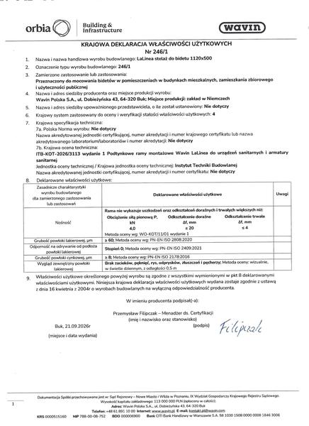 KDWU 246/1 Wavin LaLinea stelaż do bidetu