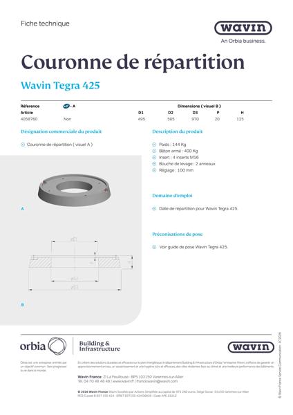 Fiche technique - Dalle béton Tegra 425