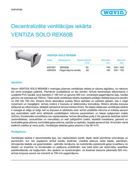 VENTIZA SOLO REK60B