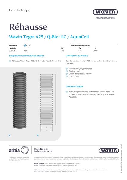 Fiche Technique - Réhausse T425 / Q-Bic LC / AquaCell