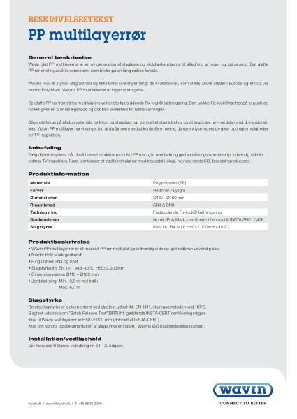 Beskrivelsestekst - PP multilayerrør