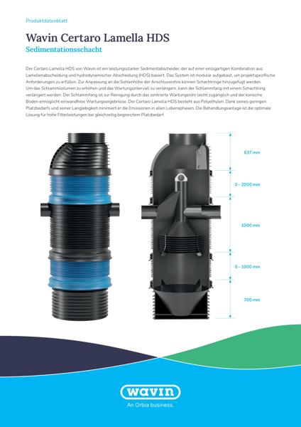 Produktdatenblatt Wavin Certaro Lamella HDS Sedimentationsschacht