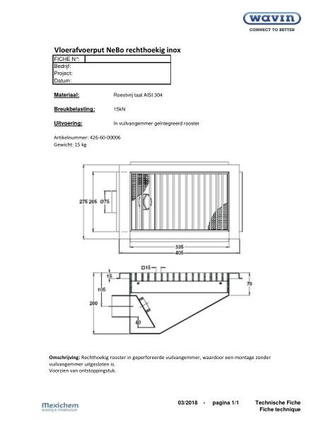 Vloerafvoerput Inox NeBo rechthoekig /siphon de sol rectangulaire