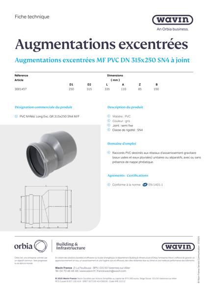 Fiche technique - Augmentation excentrée 315x250 SN4