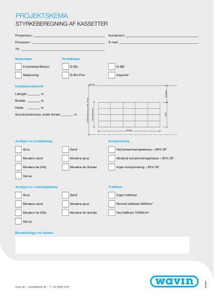 Projektskema -  Styrkeberegning af kassetter