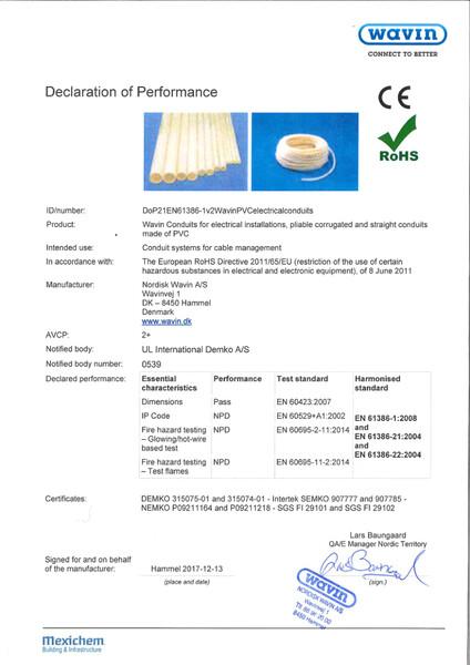Suoritustasoilmoitus - CE PVC Eletrical conduits