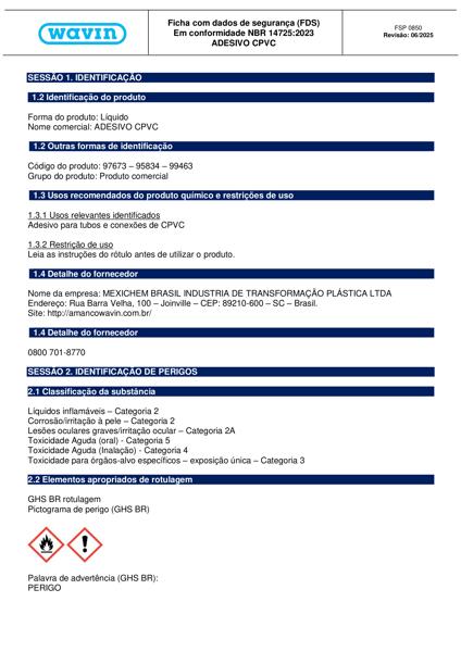 FDS  -  Adesivo CPVC