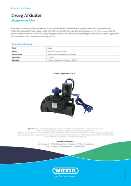 Product data sheet PolderValve Taps