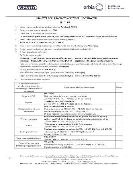 KDWU 013/5 Rury do kanalizacji_zewn_PVC_SN8