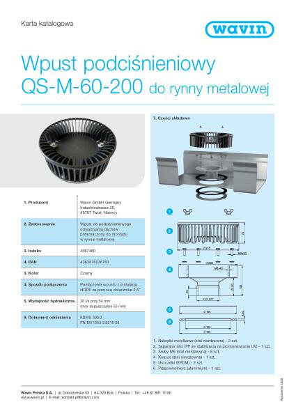 Wpust podciśnieniowy QS-M-60-200 rynna metalowa_Karta katalogowa