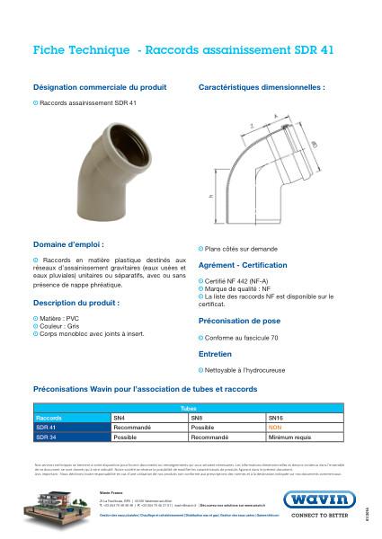 Fiche technique - Raccords assainissement SDR 41