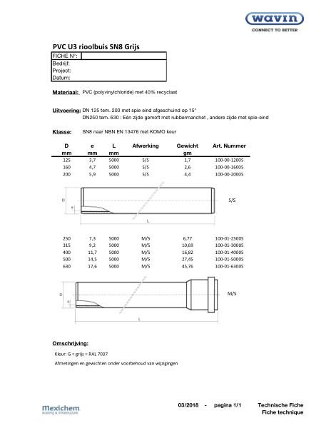 PVC U3 rioolbuis SN8 grijs - Tuyaux U3 SN8 gris