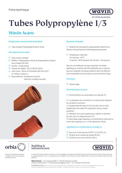 Fiche technique - Tubes Acaro