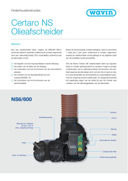 Onderhoudsinstructie Wavin Certaro NS Olieafscheider