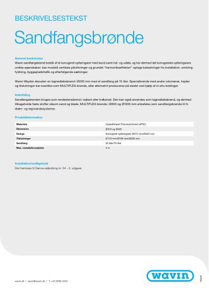 Beskrivelsestekst - Sandfangsbrønde / Multiflex