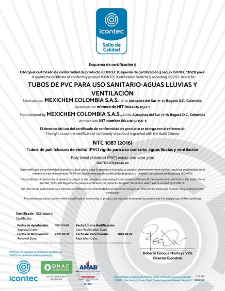 Tubos de PVC para uso Sanitario-Aguas lluvias y Ventilación
