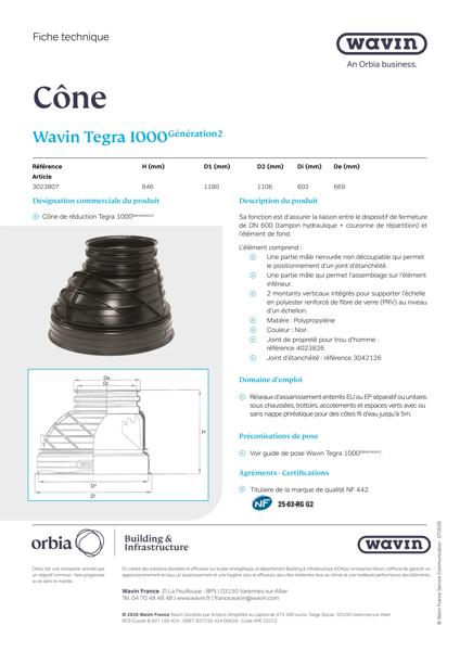 Fiche technique - Cône Tegra 1000 Génération 2