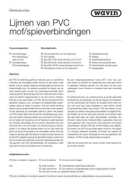 Werkinstructies Lijmen van PVC mof/spie verbindingen