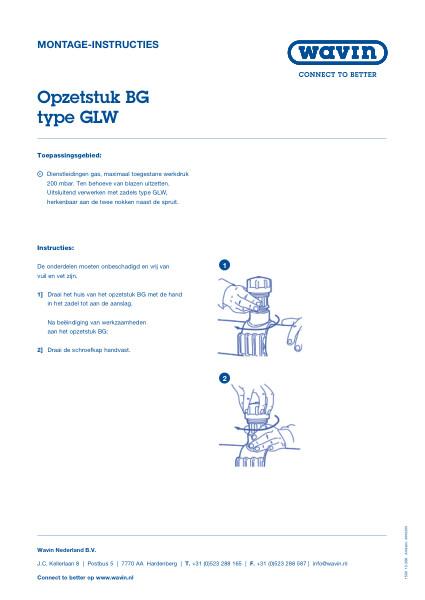 Montage-instructie opzetstuk BG type GLW
