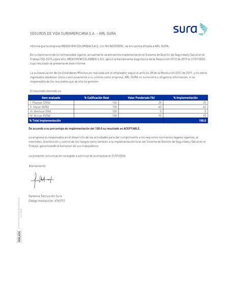 Certificado ARL estándares mínimos SG-SST