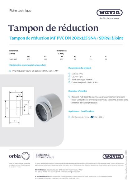 Fiche Technique Tampon de réduction 3001447