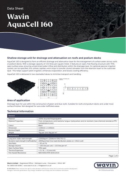 Wavin AquaCell 160 Data Sheet FINAL