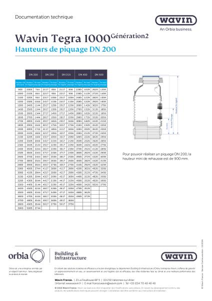 Fiche technique - Hauteur de piquage 200 - T1000 G2