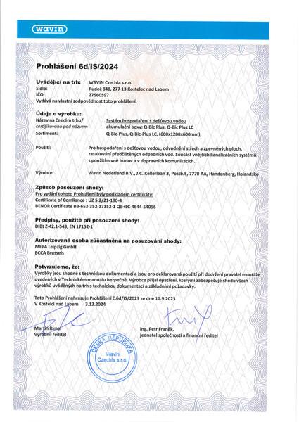 Prohlášení Akumulační box Q-bic Plus