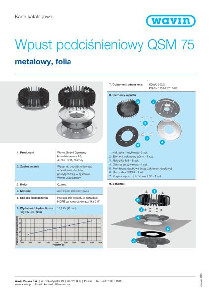 Karta katalogowa - Wpust podciśnieniowy QSM metalowy, folia - typ 1.1