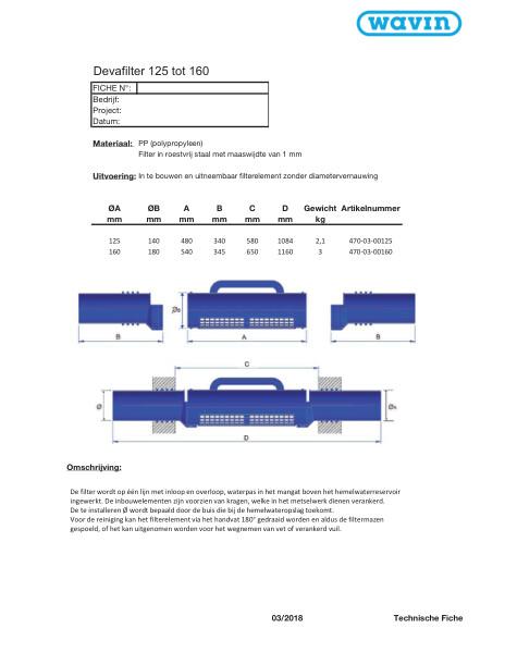 Technische Fiche Devafilter 125 en 160mm