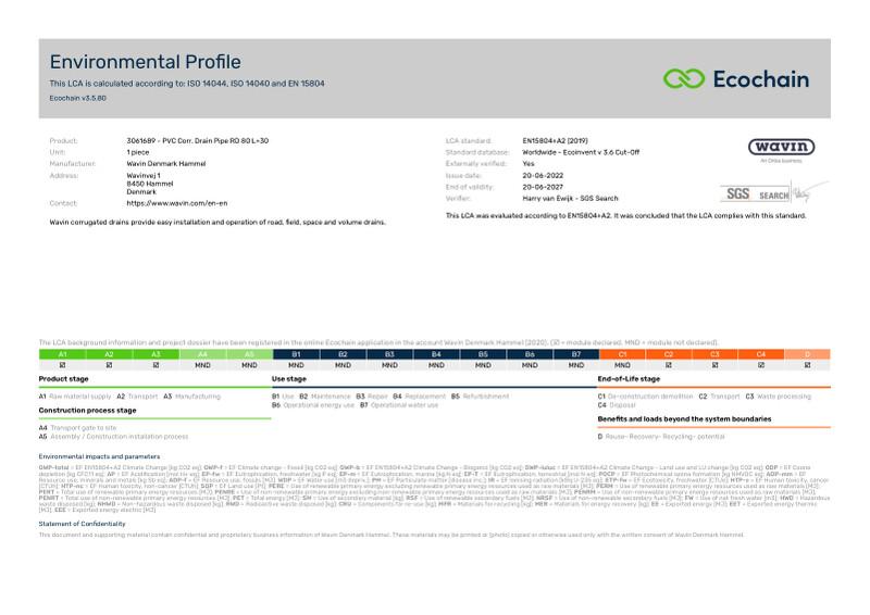 Wavin Denmark Hammel-3061689 - PVC Corr. Drain Pipe RD 80 L30-2020-environmental-profile 2023-07-07 1218