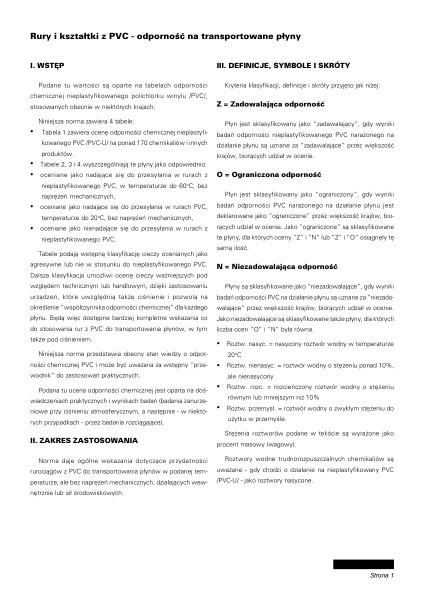 Rury i kształtki z PVC - odporność na transportowane płyny