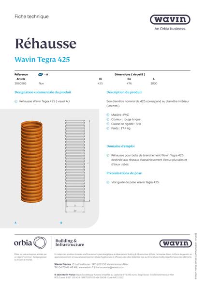 Fiche technique - Rehausse Tegra 425
