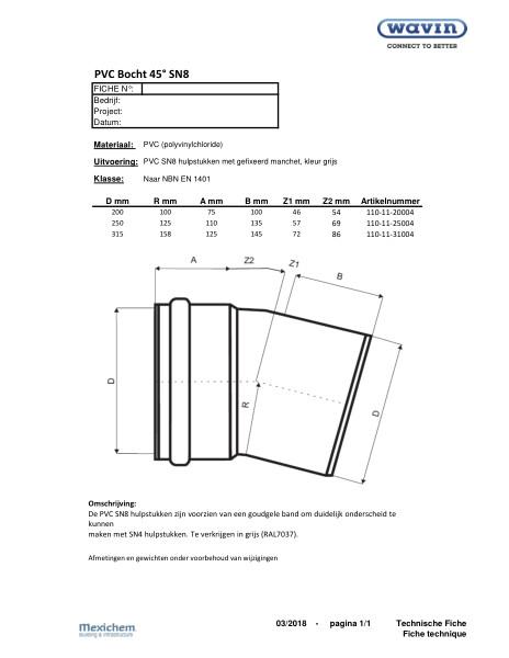 PVC bocht 45° - T-coude 45° SN8