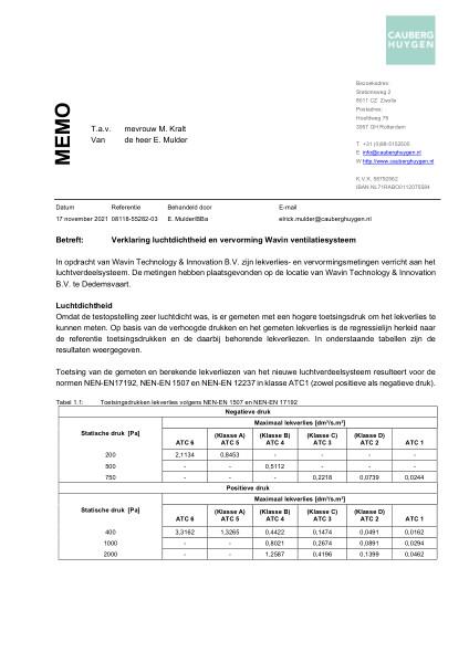 Verklaring luchtdichtheid ATC1 - Cauberg Huygen 08118-55282-03