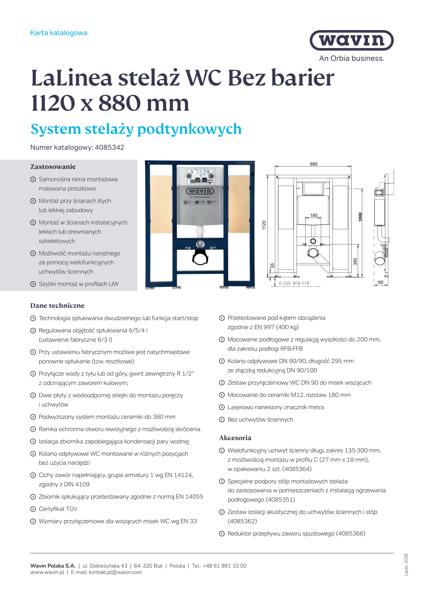 Wavin LaLinea_stelaż WC Bez barier_Karta katalogowa