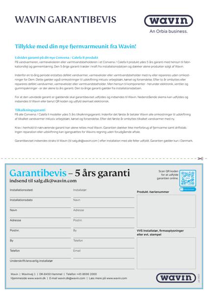 Garantibevis Calefa II Fjernvarmeunit