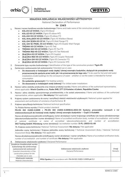 KDWU 134/3 Kształtki K5 Wavin Tigris