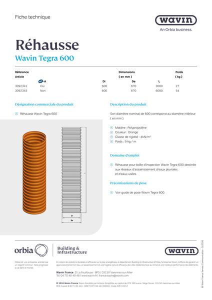 Fiche technique - Rehausse Tegra 600