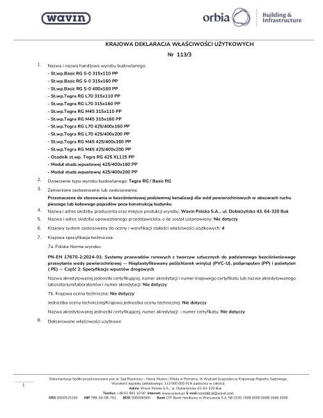 KDWU 113/3 Drogowe studzienki Tegra RG i Basic RG