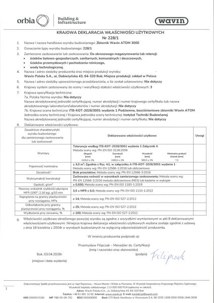 KDWU 228/1 Zbiornik Wavin ATOM 3000