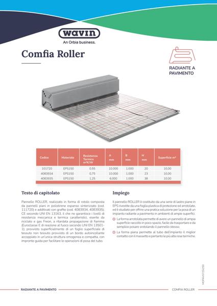 Scheda tecnica Comfia Roller