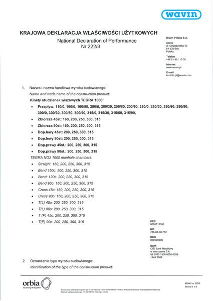 KDWU 222/3 Kinety studzienek włazowych TEGRA 1000 PP