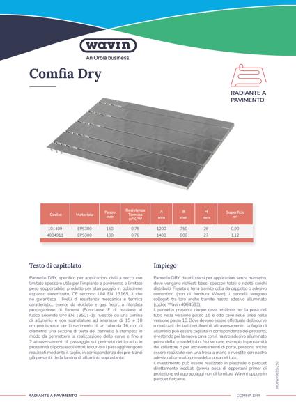 Scheda tecnica Comfia Dry