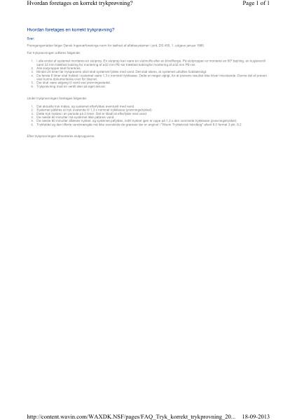 FAQ - Hvordan foretages en korrekt trykprøvning?