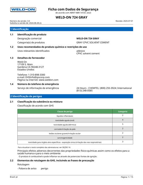 FDS - Adesivo CPVC adesivo CPVC solvent cementadesivo CPVC solvent cement