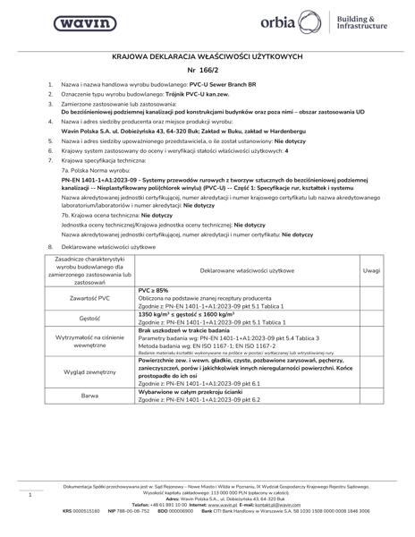 KDWU 166/2 Trójnik kanalizacji zewnętrznej PVC-u