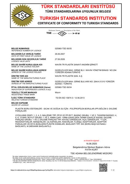 PPR Ek Parça TS EN ISO 15874-3